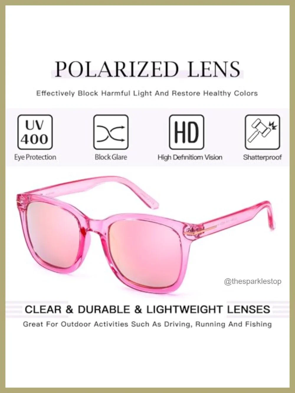 Oversized Square Polarized Sunglasses UV400 Protection for Women